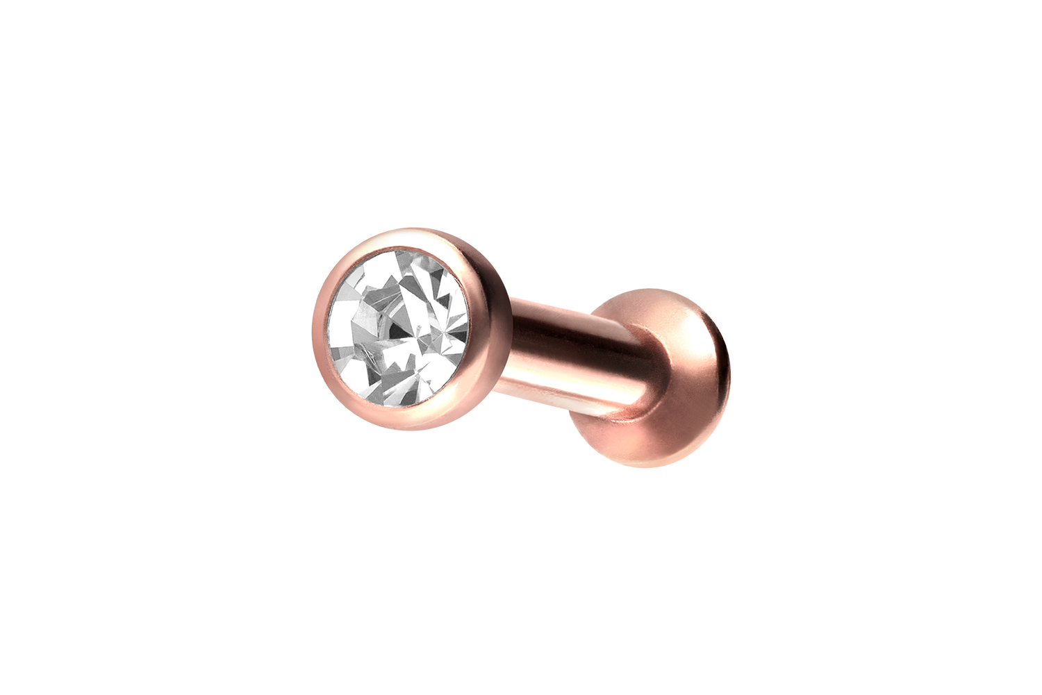 Chirurgenstahl Triple Piercing Mini Labret mit Innengewinde FLAT-DISC + KRISTALL